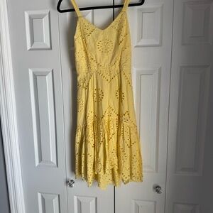 Sunny Yellow Eyelet Midi Dress